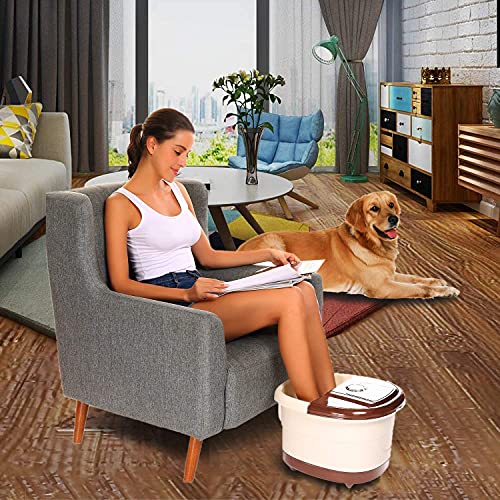 Foot Spa Bath with Heat and Massage and Bubbles, Foot Bath Massager, Electric Rotary Massage, Digital Temperature Control, Bubbles, Red Light, Pedicure Foot Soaker, Soothe Tired Feet, Home Use